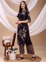 Thumbnail for All-Over Abstract Floral Kurta-Palazzo Set, Violet - Hiral Fashion - Distacart