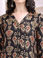 Thumbnail for Ikat Printed Kurta With Palazzo Set, Black - Hiral Fashion - Dista