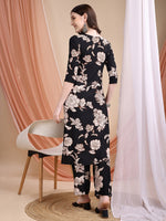 Thumbnail for Floral Printed Kurta Set, Black - Hiral Fashion - Distacart