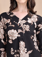 Thumbnail for Floral Printed Kurta Set, Black - Hiral Fashion - Distacart