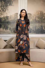 Thumbnail for Floral Motifs Printed Kurta With Palazzo, Grey - Hiral Fashion - Distacart