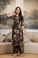 Thumbnail for Floral Motifs Printed Kurta With Palazzo, Grey - Hiral Fashion - Distacart