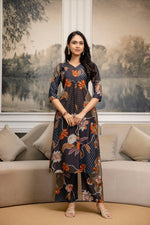 Thumbnail for Floral Motifs Printed Kurta With Palazzo, Grey - Hiral Fashion - Distacart