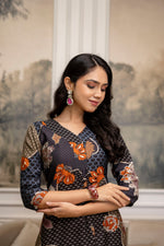 Thumbnail for Floral Motifs Printed Kurta With Palazzo, Grey - Hiral Fashion - Distacart