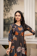 Thumbnail for Floral Motifs Printed Kurta With Palazzo, Grey - Hiral Fashion - Distacart