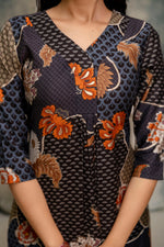 Thumbnail for Floral Motifs Printed Kurta With Palazzo, Grey - Hiral Fashion - Distacart