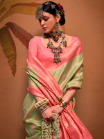 Thumbnail for NOZ2TOZ Women's Silk Blend Pink Woven Design Designer Saree With Blouse Piece - Distacart