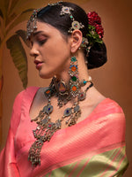 Thumbnail for NOZ2TOZ Women's Silk Blend Pink Woven Design Designer Saree With Blouse Piece - Distacart