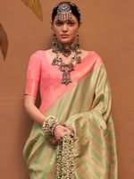 Thumbnail for NOZ2TOZ Women's Silk Blend Pink Woven Design Designer Saree With Blouse Piece - Distacart