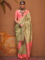 Thumbnail for NOZ2TOZ Women's Silk Blend Pink Woven Design Designer Saree With Blouse Piece - Distacart