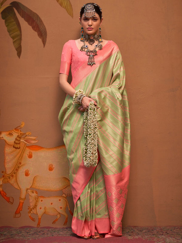 NOZ2TOZ Women's Silk Blend Pink Woven Design Designer Saree With Blouse Piece - Distacart