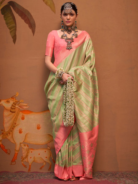 NOZ2TOZ Women's Silk Blend Pink Woven Design Designer Saree With Blouse Piece - Distacart