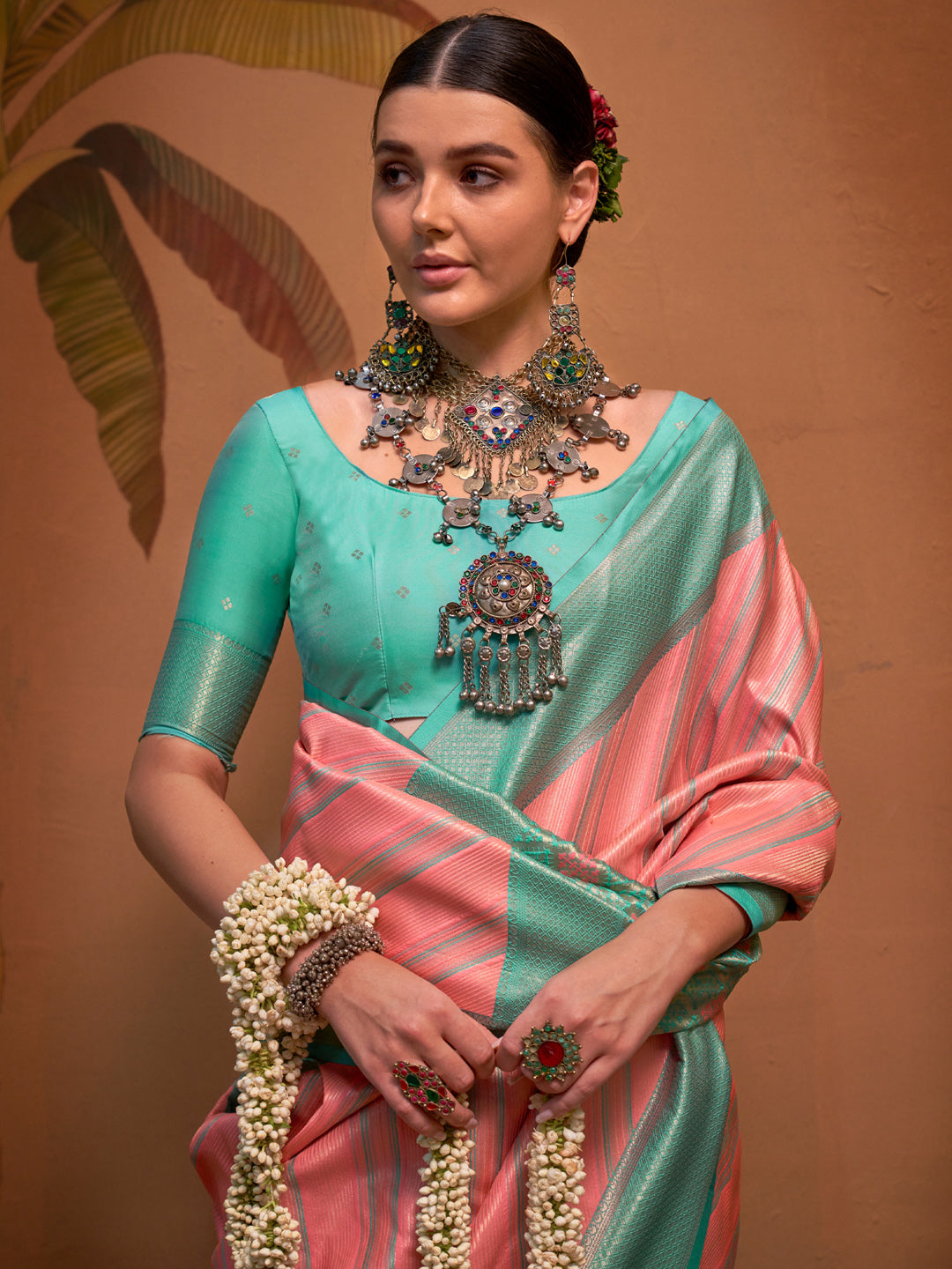 NOZ2TOZ Women's Silk Blend Light Blue Woven Design Designer Saree With Blouse Piece - Distacart