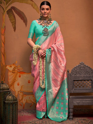 NOZ2TOZ Women's Silk Blend Light Blue Woven Design Designer Saree With Blouse Piece - Distacart