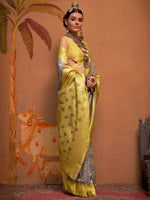 Thumbnail for NOZ2TOZ Women's Silk Blend Yellow Woven Design Designer Saree With Blouse Piece - Distacart