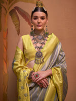 Thumbnail for NOZ2TOZ Women's Silk Blend Yellow Woven Design Designer Saree With Blouse Piece - Distacart