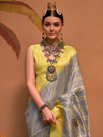 Thumbnail for NOZ2TOZ Women's Silk Blend Yellow Woven Design Designer Saree With Blouse Piece - Distacart