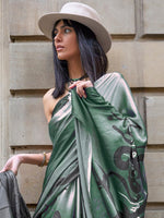 Thumbnail for NOZ2TOZ Women's Satin Green Printed Designer Saree With Blouse Piece - Distacart