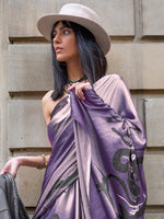 Thumbnail for NOZ2TOZ Women's Satin Purple Printed Designer Saree With Blouse Piece - Distacart