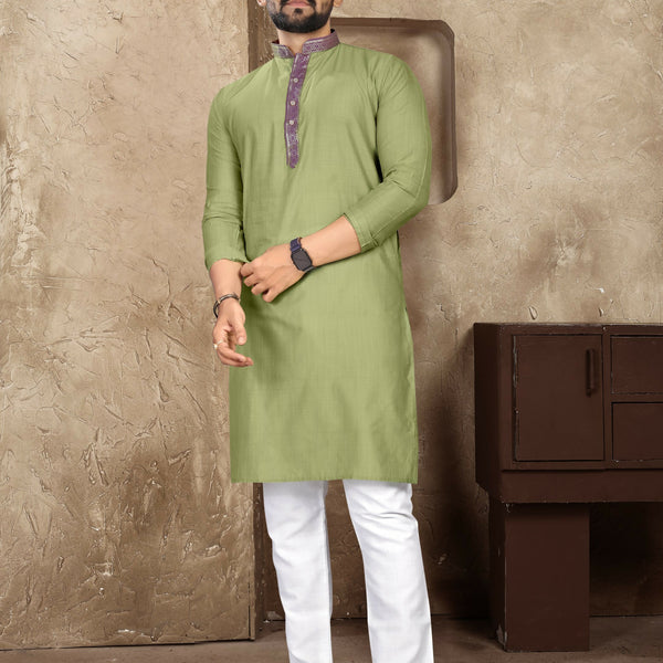 Anaita Green Linen Silk Straight Kurta - Distacart