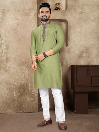 Anaita Green Linen Silk Straight Kurta - Distacart