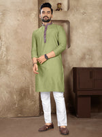 Thumbnail for Anaita Green Linen Silk Straight Kurta - Distacart