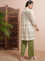 Thumbnail for Vishudh Women Ethnic Motifs Embroidered Regular Pure Cotton Top with Palazzos