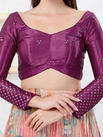 Thumbnail for Joban Fashion Magenta Gajji Silk Elbow Sleeveless Back Open Blouse