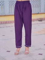 Thumbnail for Embroidered Kurta With Pant & Embroidered Dupatta, Purple - Hiral Fashion - Distacart
