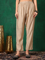 Thumbnail for Applique Embroidered Kurta With Pant & Embroidered Dupatta, Beige - Hiral Fashion - Dista
