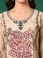 Thumbnail for Applique Embroidered Kurta With Pant & Embroidered Dupatta, Beige - Hiral Fashion - Dista