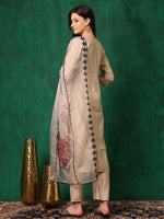Thumbnail for Applique Embroidered Kurta With Pant & Embroidered Dupatta, Beige - Hiral Fashion - Dista