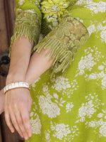 Thumbnail for Flower Embellished And Printed Kurta With Pant & Dupatta, Green - Hiral Fashion - Distacart