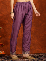 Thumbnail for Sequined Embroidered Kurta With Pant & Dupatta, Lavender - Hiral Fashion - Distacart