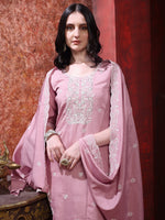 Thumbnail for Hand Embroidered Kurta With Pant & Dupatta, Pink - Hiral Fashion - Distacart
