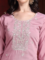 Thumbnail for Hand Embroidered Kurta With Pant & Dupatta, Pink - Hiral Fashion - Distacart