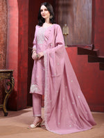 Thumbnail for Hand Embroidered Kurta With Pant & Dupatta, Pink - Hiral Fashion - Distacart