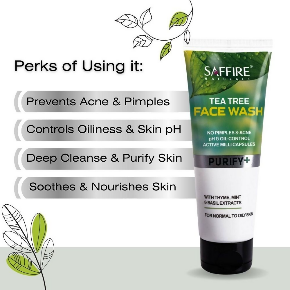 Saffire Naturals Tea Tree Purifying & Cleansing Face Wash - Distacart