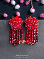 Thumbnail for Inhanns Handmade Crystal Water Fall Earrings - Short - Maroon Small - Distacart