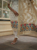 Thumbnail for The52 White Women's Beautiful Viscose Jacquard Fabric Printed Work Straight Kurta Pant and Dupatta Set - Distacart