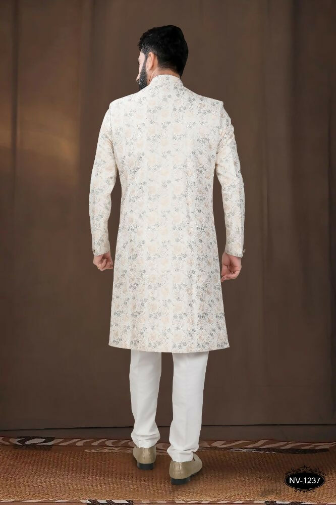 Joban Fashion Men's Off-White Base Silk Kurta with Pyjama - Distacart