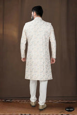 Thumbnail for Joban Fashion Men's Off-White Base Silk Kurta with Pyjama - Distacart