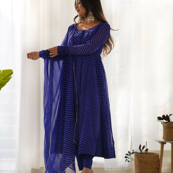 Joban Fashion Royal Blue Kurta Set Georgette Sequence Embroidery Work