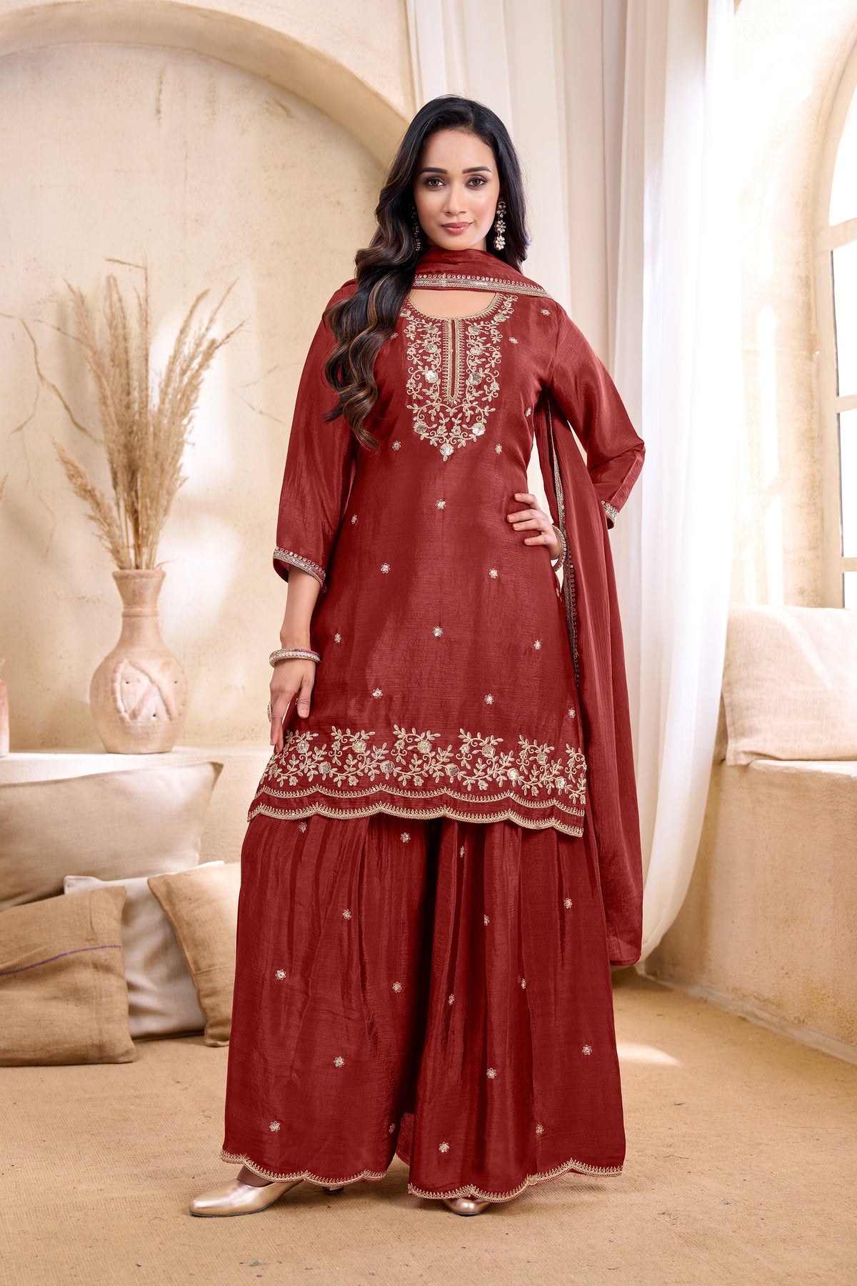 Vedant Vastram Fancy Kurta Palazzo Dupatta Set for Women
