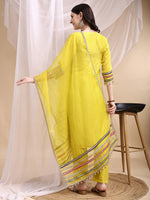 Thumbnail for Hand Embroidered Kurta With Pant & Dupatta, Mustard - Hiral Fashion - Dista