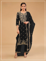 Thumbnail for Anaita Black Vichitra Suit with Embroidered & Multi Thread Zari Work