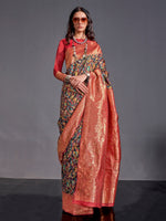 Thumbnail for NOZ2TOZ Women's Silk Blend Black Woven Design Designer Saree With Blouse Piece - Distacart