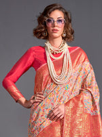 Thumbnail for NOZ2TOZ Women's Silk Blend Beige Woven Design Designer Saree With Blouse Piece - Distacart