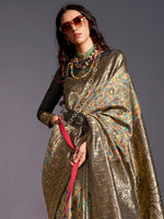 Thumbnail for NOZ2TOZ Women's Silk Blend Grey Woven Design Designer Saree With Blouse Piece - Distacart