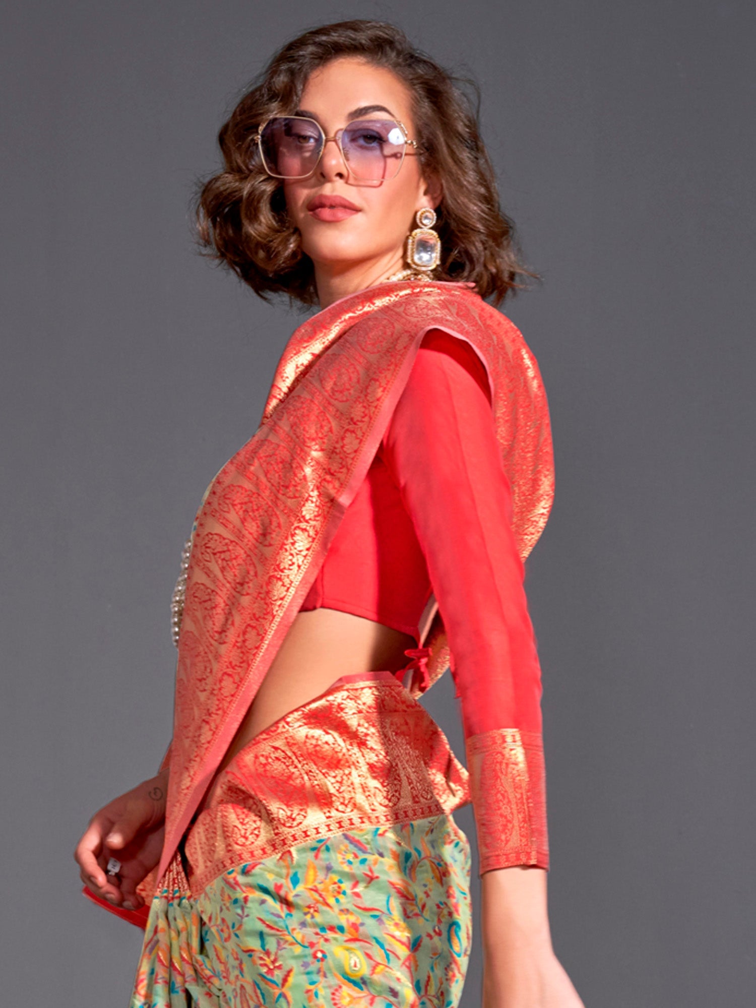 NOZ2TOZ Women's Silk Blend Sea Green Woven Design Designer Saree With Blouse Piece - Distacart